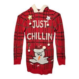 No Boundaries Ugly Christmas Sweater Dress Womens XS Red Holiday Party NWT